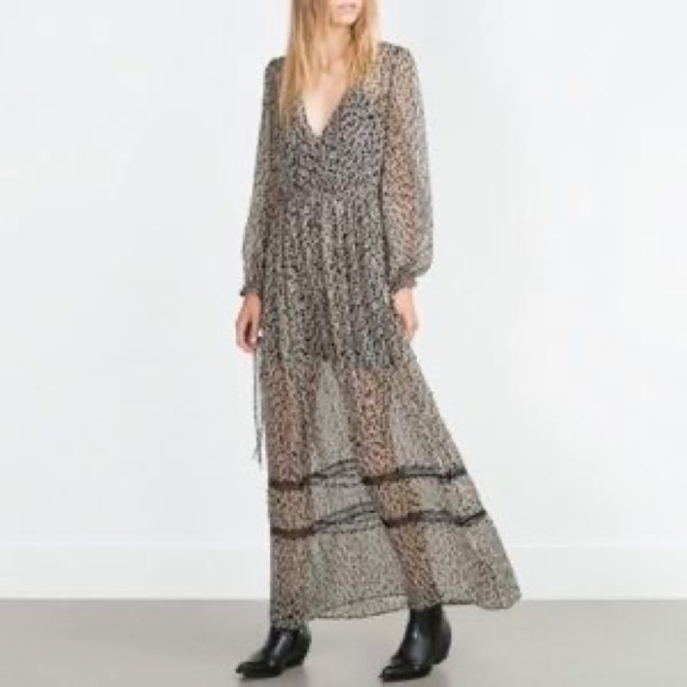 Zara Floral Maxi Dress Medium